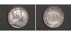20 Cent Insediamenti dello Stretto (1826 - 1946) Argento Edoardo VII (1841-1910)