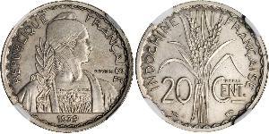 20 Cent French Indochina (1887-1954) Copper/Nickel 