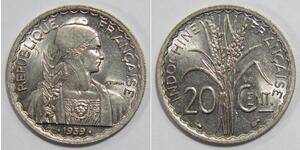 20 Cent Indochine française (1887-1954) Cuivre/Nickel 