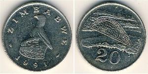 20 Cent Zimbabwe (1980 - ) Cuivre/Nickel 