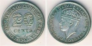 20 Cent Federated Malay States (1895 - 1946) Kupfer/Nickel Georg VI (1895-1952)