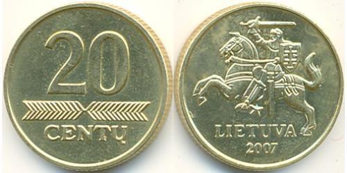 20 Cent Lituanie (1991 - ) Laiton 