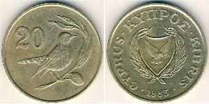 20 Cent Chipre (1960 - ) Latón 