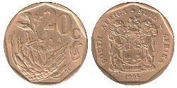 20 Cent Sudáfrica (1910 - ) Latón/Acero 