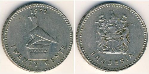 20 Cent Rodesia (1965 - 1979) Níquel/Cobre 