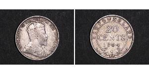 20 Cent Canadá Plata Eduardo VII (1841-1910)