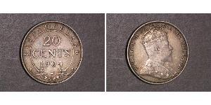 20 Cent Canadá Plata Eduardo VII (1841-1910)