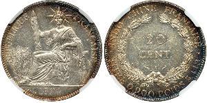 20 Cent Indochina francesa (1887-1954) Plata 