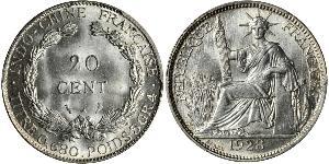 20 Cent Indochina francesa (1887-1954) Plata 
