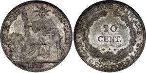 20 Cent Indochina francesa (1887-1954) Plata 