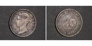 20 Cent Straits Settlements (1826 - 1946) Plata Victoria (1819 - 1901)