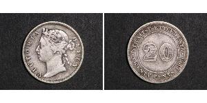 20 Cent Straits Settlements (1826 - 1946) Plata Victoria (1819 - 1901)