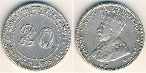 20 Cent Straits Settlements (1826 - 1946) Plata Jorge V (1865-1936)