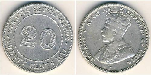 20 Cent Straits Settlements (1826 - 1946) Plata Jorge V (1865-1936)
