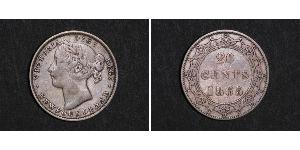20 Cent Canadá / Terranova y Labrador Plata Victoria (1819 - 1901)