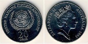 20 Cent Australia (1939 - ) Rame/Nichel Elisabetta II (1926-2022)