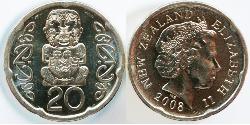 20 Cent Nuova Zelanda Rame/Nichel Elisabetta II (1926-2022)