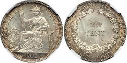 20 Cent Französisch-Indochina (1887-1954) Silber 