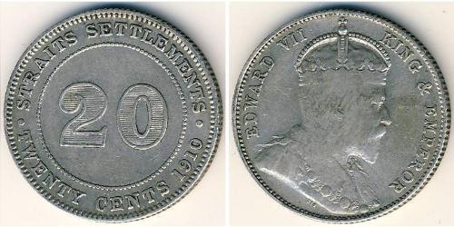 20 Cent Straits Settlements (1826 - 1946) Silber Eduard VII (1841-1910)
