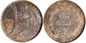 20 Cent French Indochina (1887-1954) Silver 