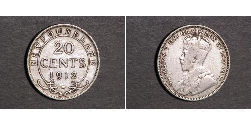 20 Cent Newfoundland and Labrador Silver George V of the United Kingdom (1865-1936)