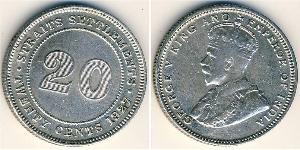 20 Cent Straits Settlements (1826 - 1946) Silver George V of the United Kingdom (1865-1936)