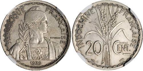 20 Cent French Indochina (1887-1954) 銅/镍 