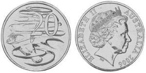 20 Cent 澳大利亚 銅/镍 伊丽莎白二世 (1926-2022)