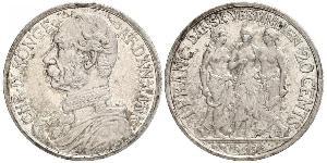 20 Cent / 1 Franc Danimarca Argento Cristiano IX di Danimarca (1818-1906)