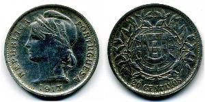 20 Centavo Première République portugaise (1910 - 1926) Argent 