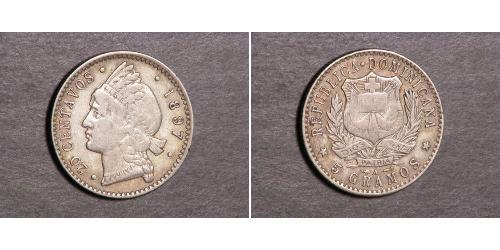 20 Centavo République dominicaine Argent 