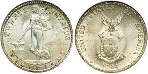 20 Centavo Filippine Argento 