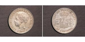 20 Centavo Porto Rico Argento Alfonso XIII of Spain (1886 - 1941)