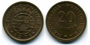 20 Centavo Portugal / Santo Tomé y Príncipe (1469 - 1975) Bronce 