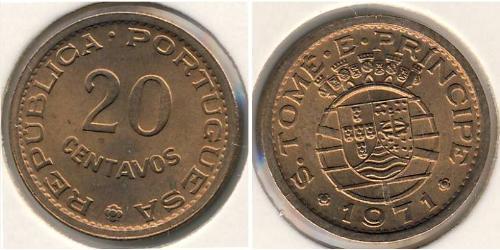 20 Centavo Santo Tomé y Príncipe (1469 - 1975) Bronce 