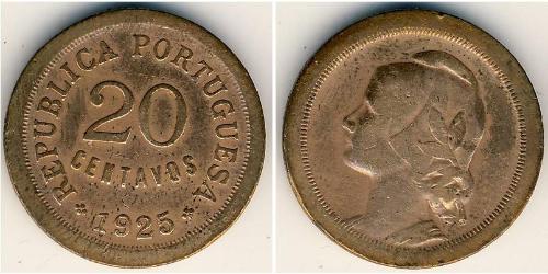 20 Centavo Première République portugaise (1910 - 1926) Bronze 