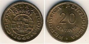 20 Centavo Portogallo / Portuguese Angola (1575-1975) Bronzo 