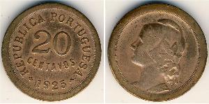 20 Centavo Prima repubblica portoghese (1910 - 1926) Bronzo 