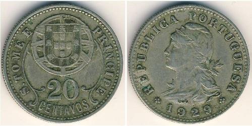 20 Centavo São Tomé e Príncipe (1469 - 1975) Bronzo/Nichel 