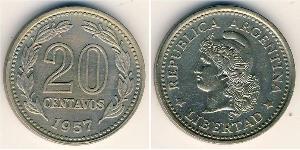 20 Centavo Argentine Republic (1861 - ) Copper/Nickel 