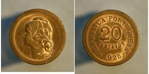 20 Centavo First Portuguese Republic (1910 - 1926) Copper/Nickel 