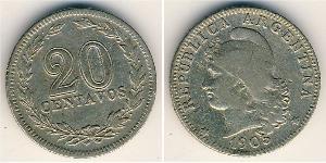 20 Centavo Argentinien (1861 - ) Cuivre/Nickel 