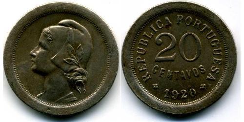20 Centavo Première République portugaise (1910 - 1926) Cuivre/Nickel 