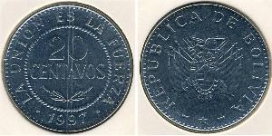 20 Centavo Bolivien (1825 - ) Kupfer/Nickel 