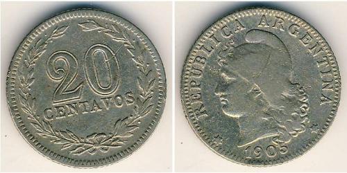 20 Centavo República Argentina (1861 - ) Níquel/Cobre 