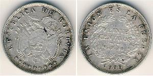 20 Centavo Bolivien (1825 - ) Silber 