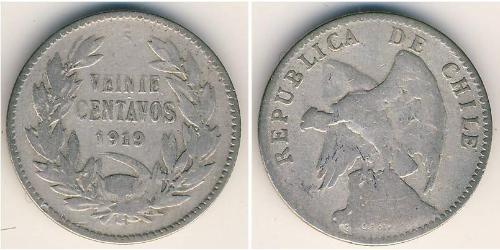20 Centavo Chile Silber 