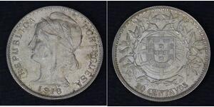 20 Centavo Erste Portugiesische Republik (1910 - 1926) Silber 