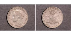 20 Centavo Puerto Rico Silver Alfonso XIII of Spain (1886 - 1941)