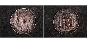 20 Centavo Puerto Rico (1898 - ) Silver Alfonso XIII of Spain (1886 - 1941)